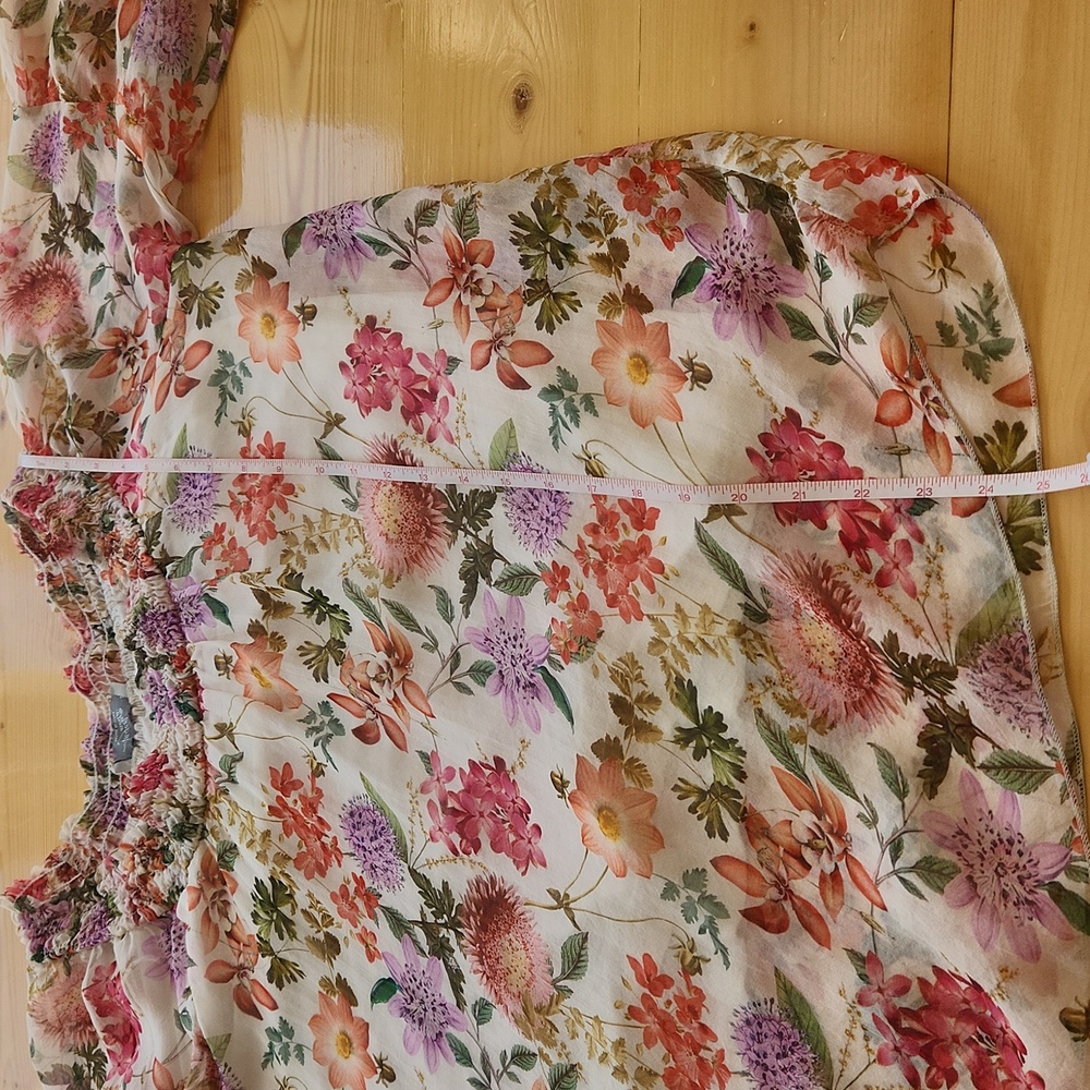 Italy Silk Floral Blouse Flutter Sleeve Boho Flowy Lined Size Large - Picture 14 of 17